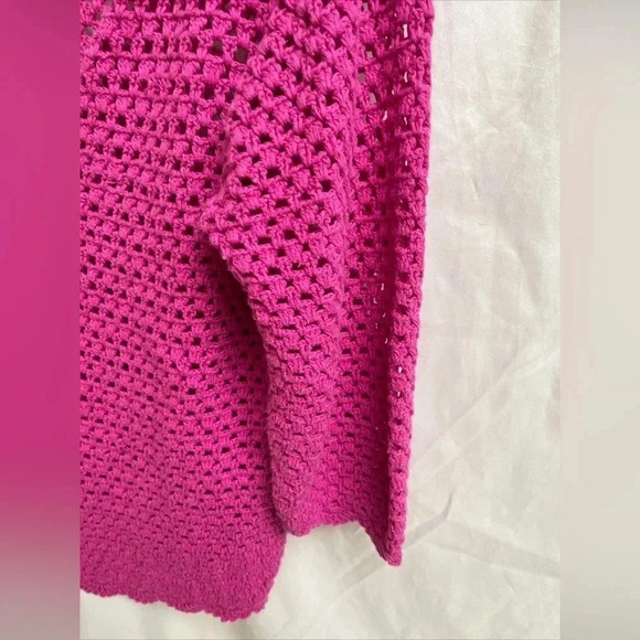 Women’s Size M Pink Lace 2/3 Length Sleeve Sweater - Picture 4 of 5